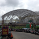 The new station canopy under construction in June 2015.